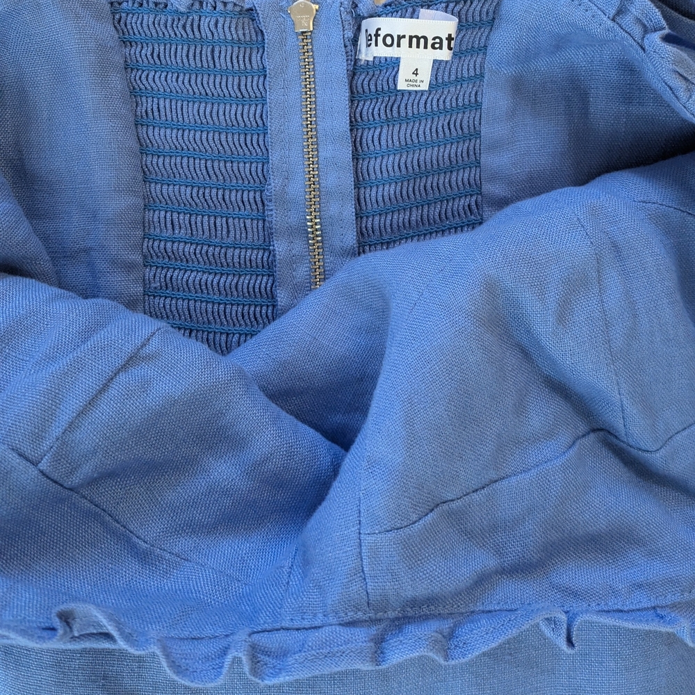 Reformation Desiree Linen Dress in Parisian Blue Size 4 - Picture 5 of 6